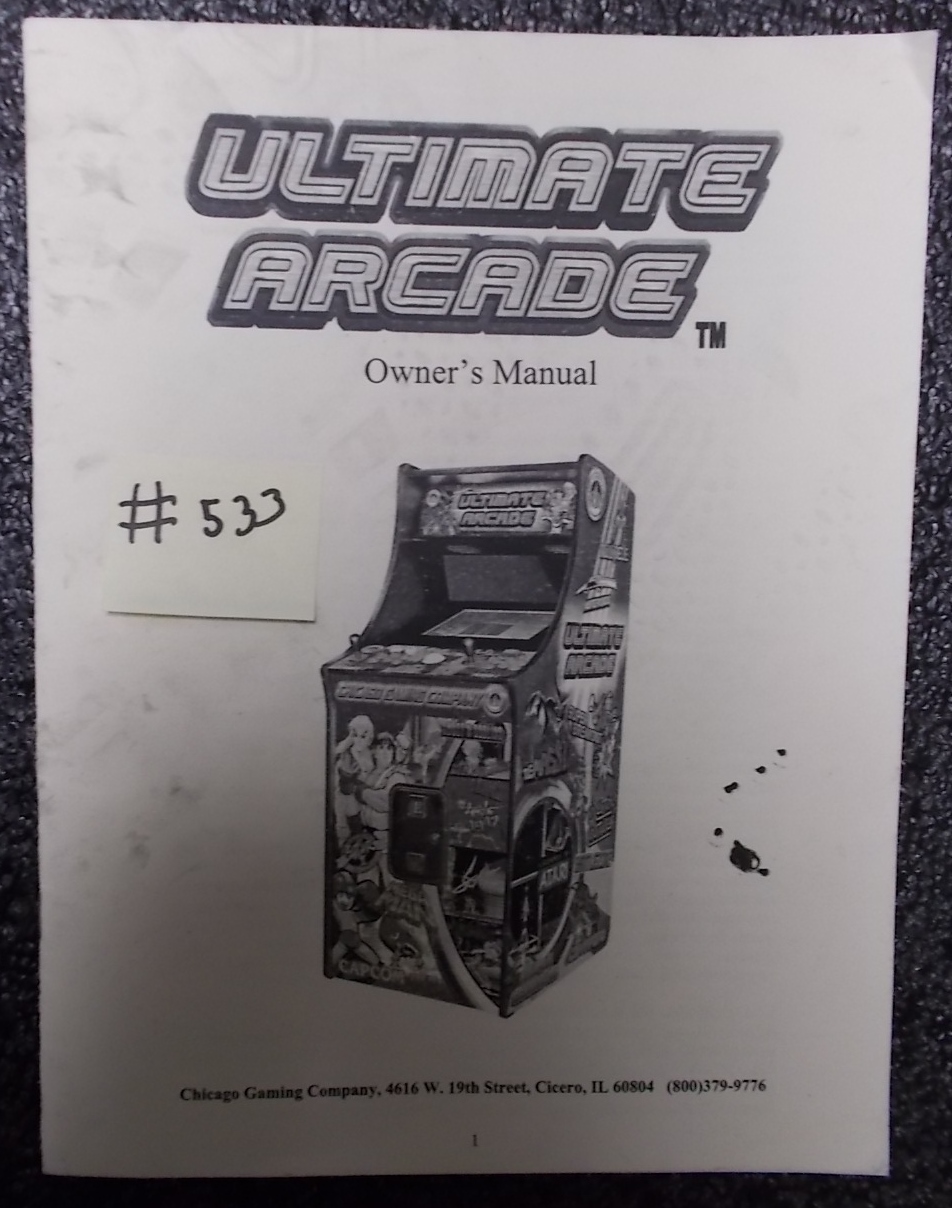 ULTIMATE Video Arcade Machine Game Owners Manual 533 for sale